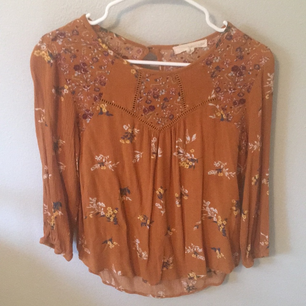 Rewind burnt orange floral blouse